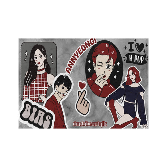 PU Card Bag Kpop Inspired, Itzy, BTS, BLACKPINK, Annyeong, Bias, I Love Kpop, Marble, Black and Red, Idol Ryujin, Jin (Designed by Dunbi)