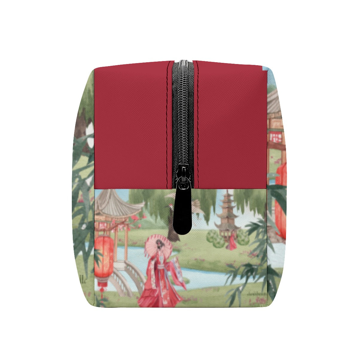 PU Cosmetic Bag Asian Garden, Beauty, Peace, Serenity, Home, Happiness, Crane, River, Historic, Chinese Dynasty, Hanfu, Red (Designed by Dunbi)