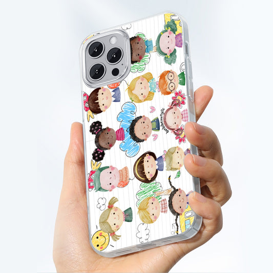 iPhone14 Series Mobile Phone Case | TPU Kids, Notebook, Rocket, Sun, Smiley, School Bus, Tree, Flowers, Hearts, Clouds, Nature, Children, Boys, Girls, Friendship (Designed by Dunbi)