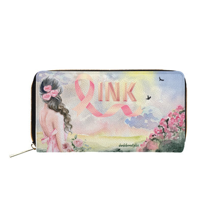 Mini Purse Pastel Pink, Breast Cancer Awareness, Open Field, Day, Birds, Flowers, Bows and Ribbons, Watercolor Sunlight (Designed by Dunbi)