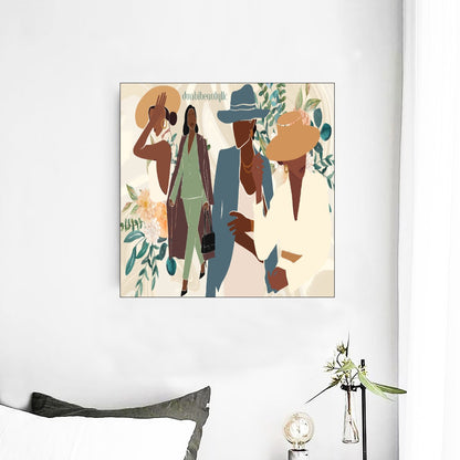 Framed Single Piece Mural | Square Black Women in Business, Elegance, Confidence (Designed by Dunbi)