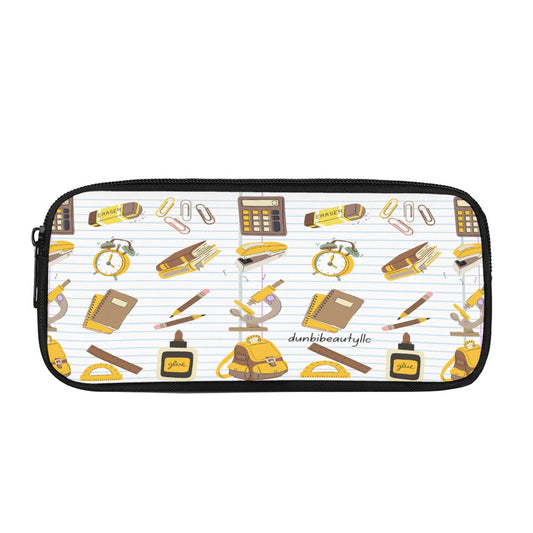 Pencil bag Back to School, Teacher, Student, Notebooks, School Supplies, Backpack, Brown, Gold, Gray, Notebook Paper (Designed by Dunbi)