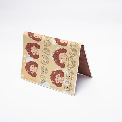 PU Card Bag Hedgehog, Kawaii, Animals, Paw Prints, Happy, Cute, Sleepy, Baby Animals, Brown, White (Designed by Dunbi)