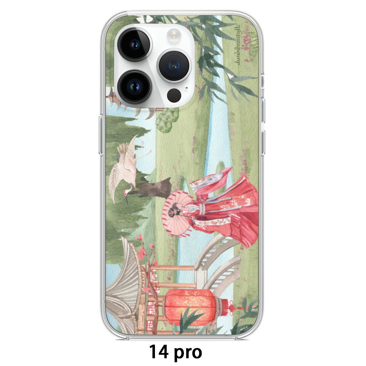 iPhone14 Series Mobile Phone Case | TPU Asian Garden, Beauty, Peace, Serenity, Home, Happiness, Crane, River, Historic, Chinese Dynasty, Hanfu (Designed by Dunbi)