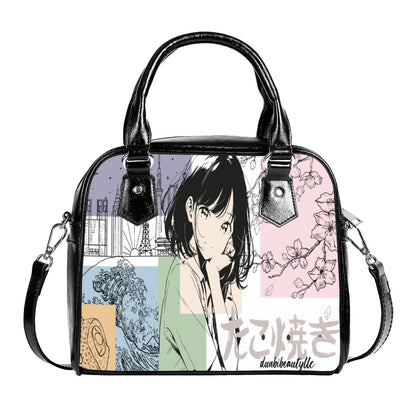 Handbag With Single Shoulder Strap Japanese, Japan, Girl, Kawaii, Cute, Anime, Manga Style, Peace, Sushi, Tokyo, Cherry Blossoms (Designed by Dunbi)