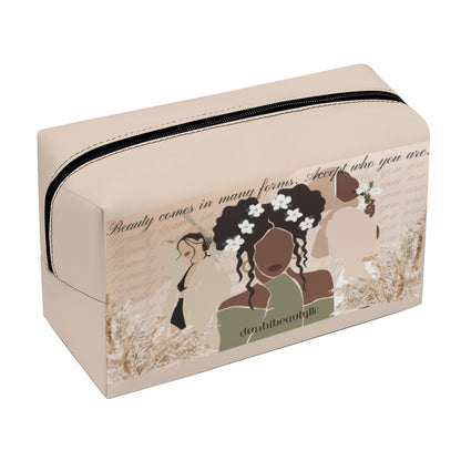 PU Cosmetic Bag Black Woman, Muslim, Asian, Flowers, Beauty, Confidence (Designed by Dunbi)