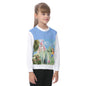 All-Over Print Kid's Sweatshirt Boy, Watercolor, Castle, Dragon, Garden, Prince, Crown, Cape, Wooden Sword, Clouds (Designed by Dunbi)