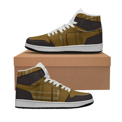 Men's Synthetic Leather Stitching Shoes Golden Orange Plaid (Designed by Dunbi) Yoycol