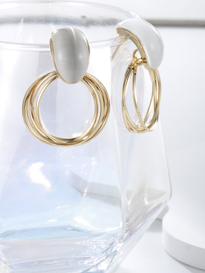 A pair of vintage premium 14K gold plated jade multi-layer circles suitable for ladies dating party wear