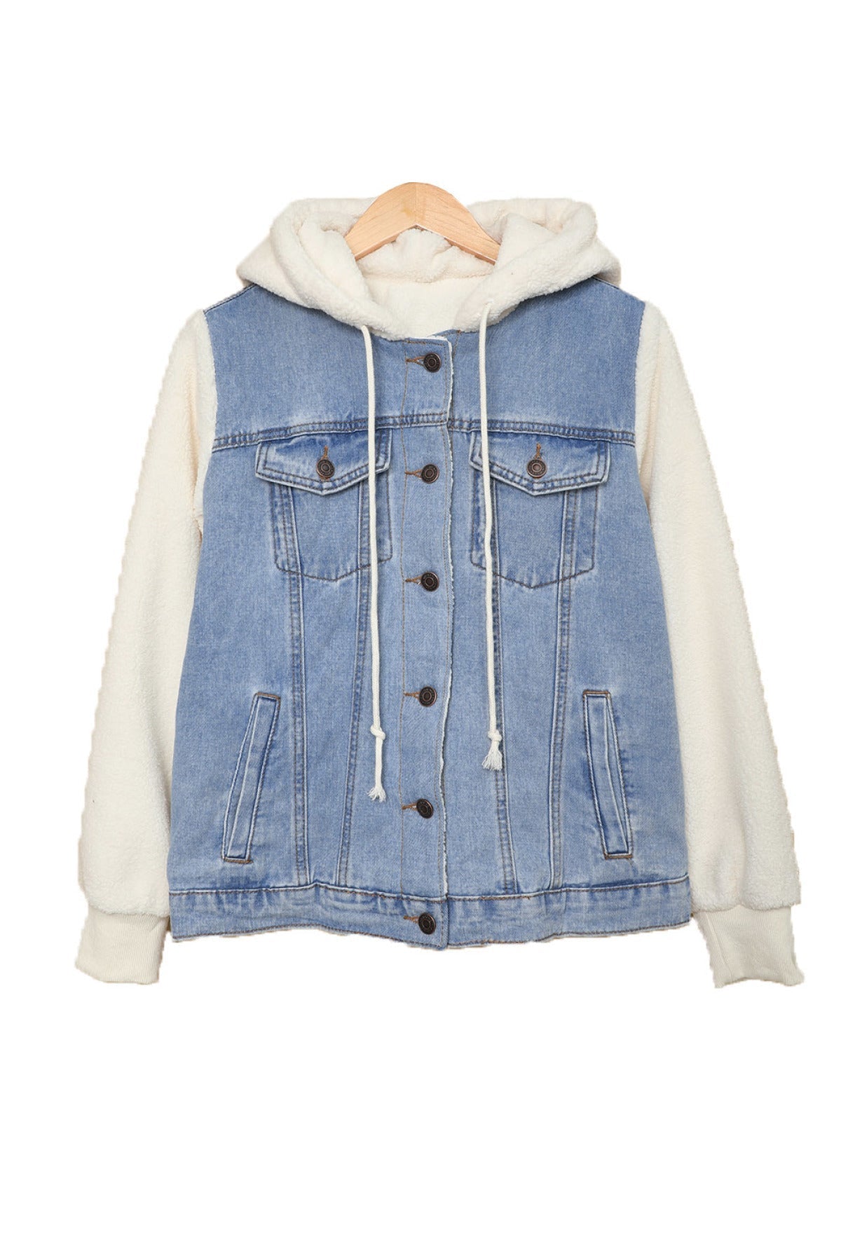 Sherpa Denim Splicing Buttoned Jacket Kiwidrop