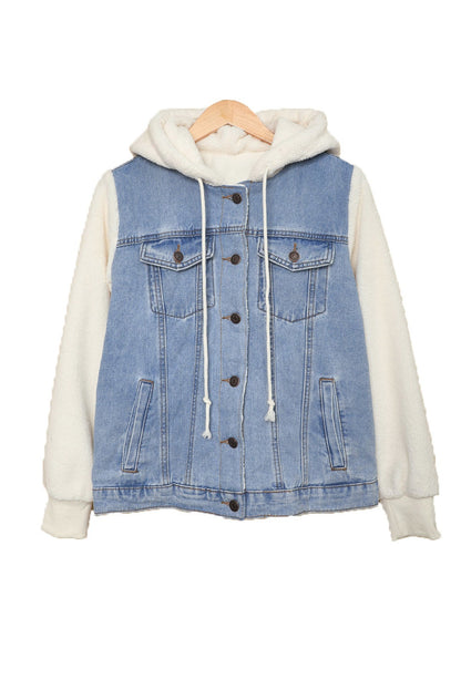 Sherpa Denim Splicing Buttoned Jacket Kiwidrop