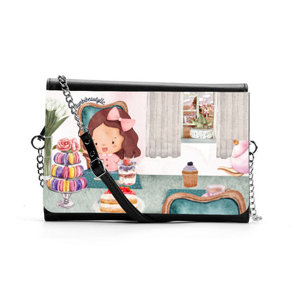 Women's Multifunctional Satchel｜ PU -Tea Party, Happy, Cute, Cake, Macarons, Cupcake, Tea, Snacks, Party, Bow, Parfait, Dessert (Designed by Dunbi)