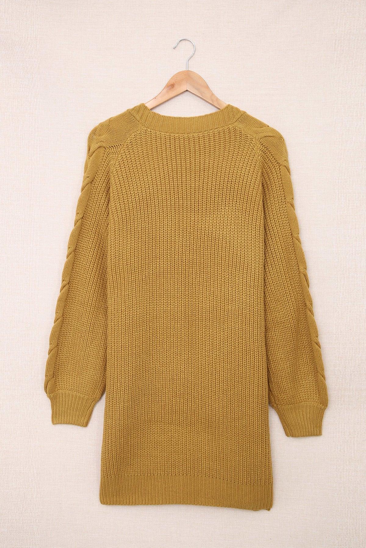 Open Front Cable Sleeve Long Cardigan Kiwidrop