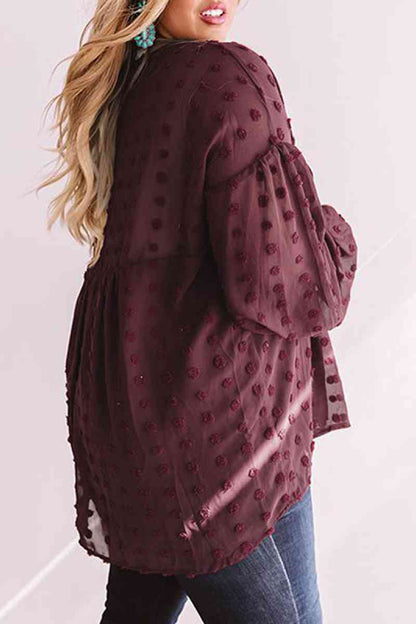 Plus Size Swiss Dot Babydoll Blouse Trendsi