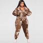 Women's Plus Size Tie Dye Casual Jacket & Pants Set Kiwidrop