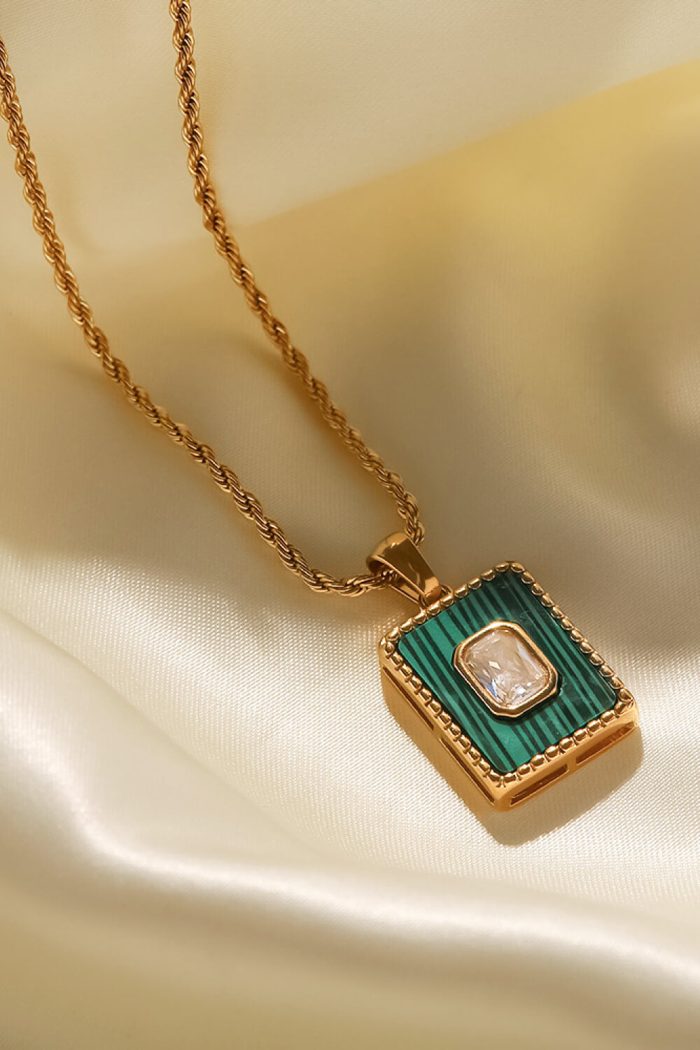 Square Pendant Twisted Chain Necklace Trendsi