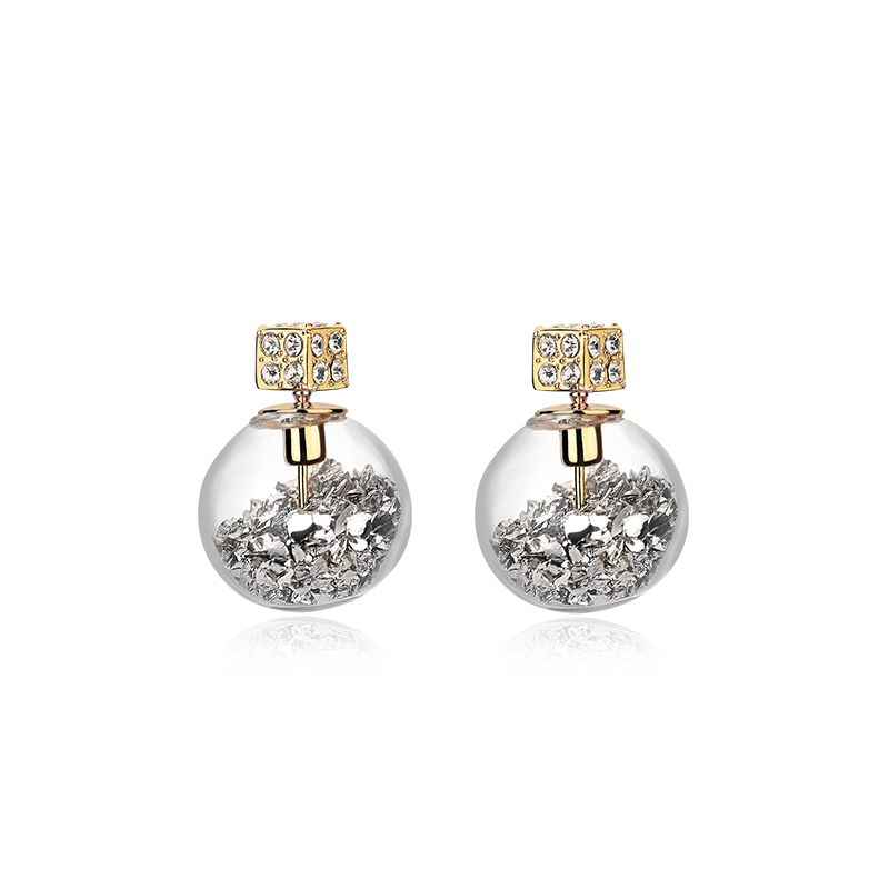 Rhinestone Ball Stud Earrings Kiwidrop