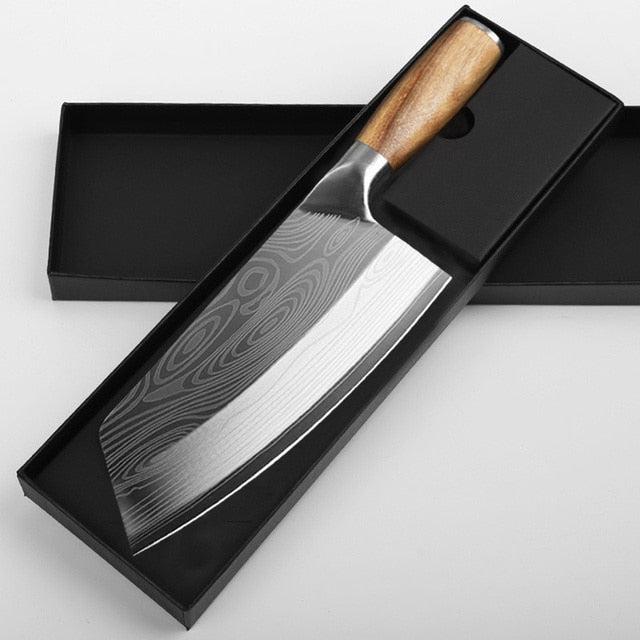 8inch Kitchen Knife Stainless Steel Meat Chopping Cleaver Slicing Vegetables Chinese Chef Knife - DunbiBeauty, LLC