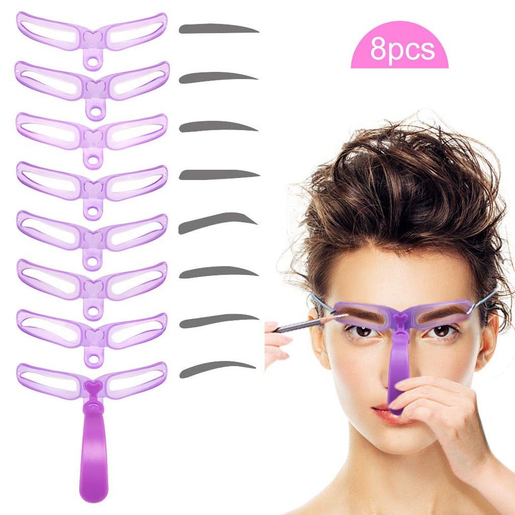 8PCS Eyebrow Shaper Makeup Template Eyebrow Grooming Shaping Stencil Kit - DunbiBeauty, LLC