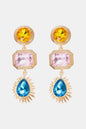 Geometrical Shape Zinc Alloy Frame Glass Dangle Earrings