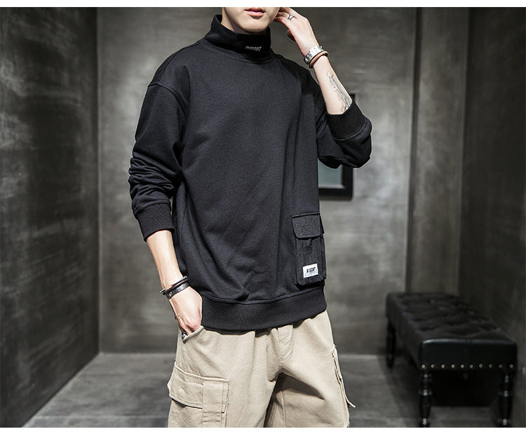 Men's Loose Long Sleeve Turtleneck with Hip Pocket nihaodropshipping