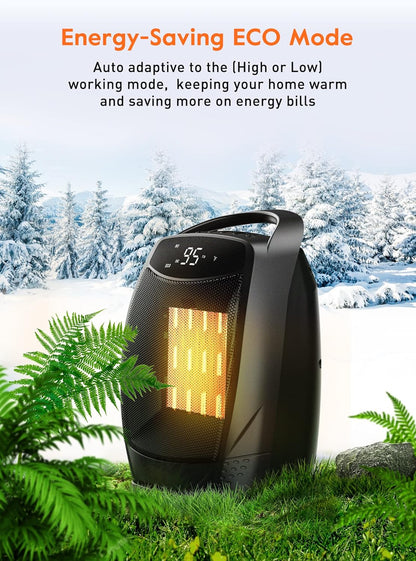 GiveBest Portable Electric Space Heater with Thermostat, 1500W/750W Safe and Quiet Ceramic Heater Fan, Heat Up 200 Square Feet for Office Room Desk Indoor Use, Silver