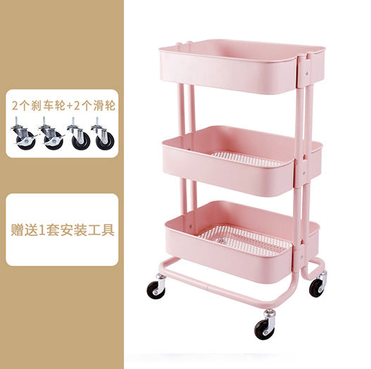 Movable wheeled kitchen storage rack trolley living room storage floor-to-floor beauty salon trolley supplies storage rack Larnt