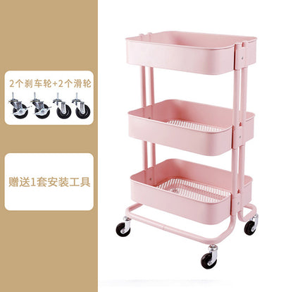 Movable wheeled kitchen storage rack trolley living room storage floor-to-floor beauty salon trolley supplies storage rack Larnt