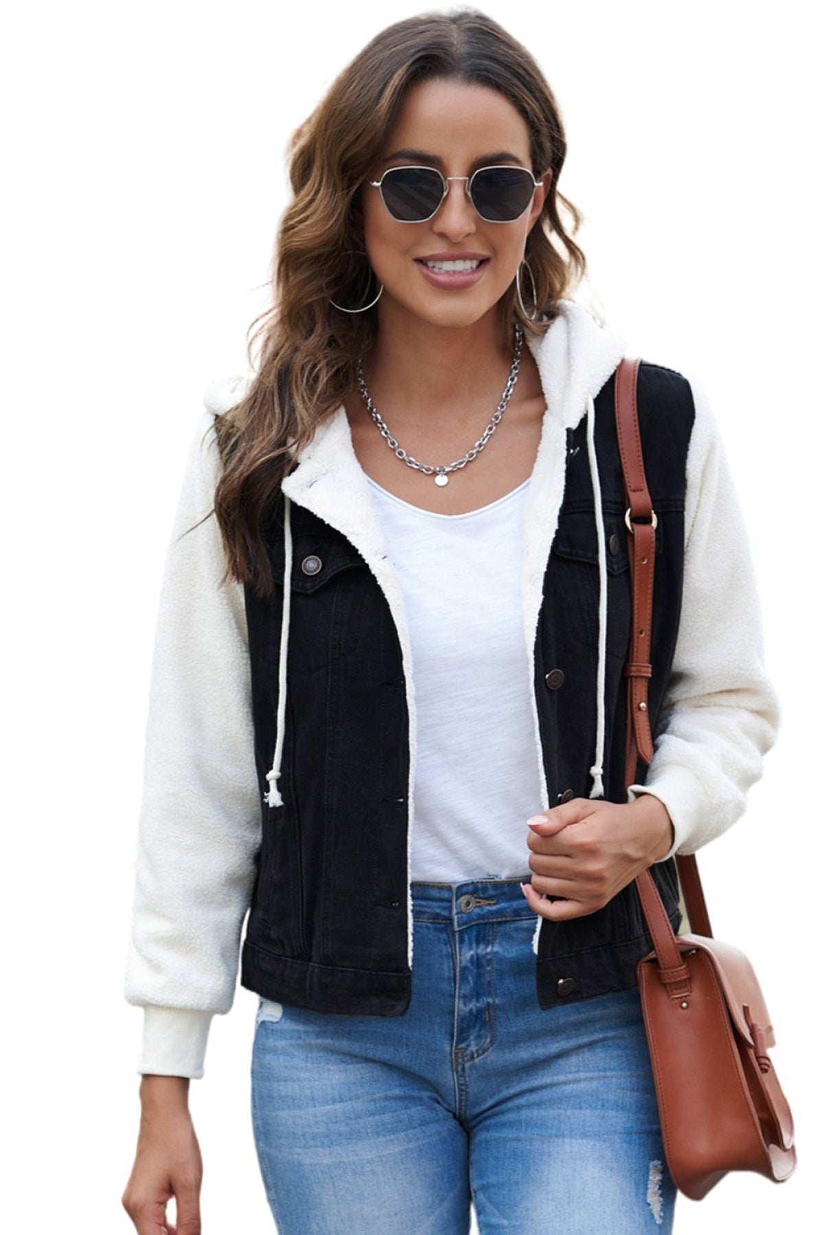 Sherpa Denim Splicing Buttoned Jacket Kiwidrop