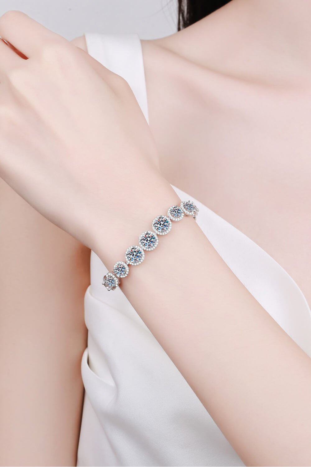 925 Sterling Silver 10.4 Carat Moissanite Bracelet - DunbiBeauty, LLC