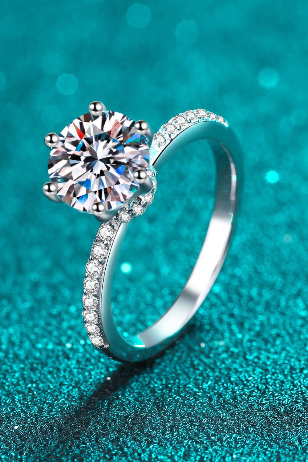 925 Sterling Silver 2 Carat Moissanite Ring - DunbiBeauty, LLC