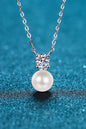 925 Sterling Silver Freshwater Pearl Moissanite Necklace - DunbiBeauty, LLC