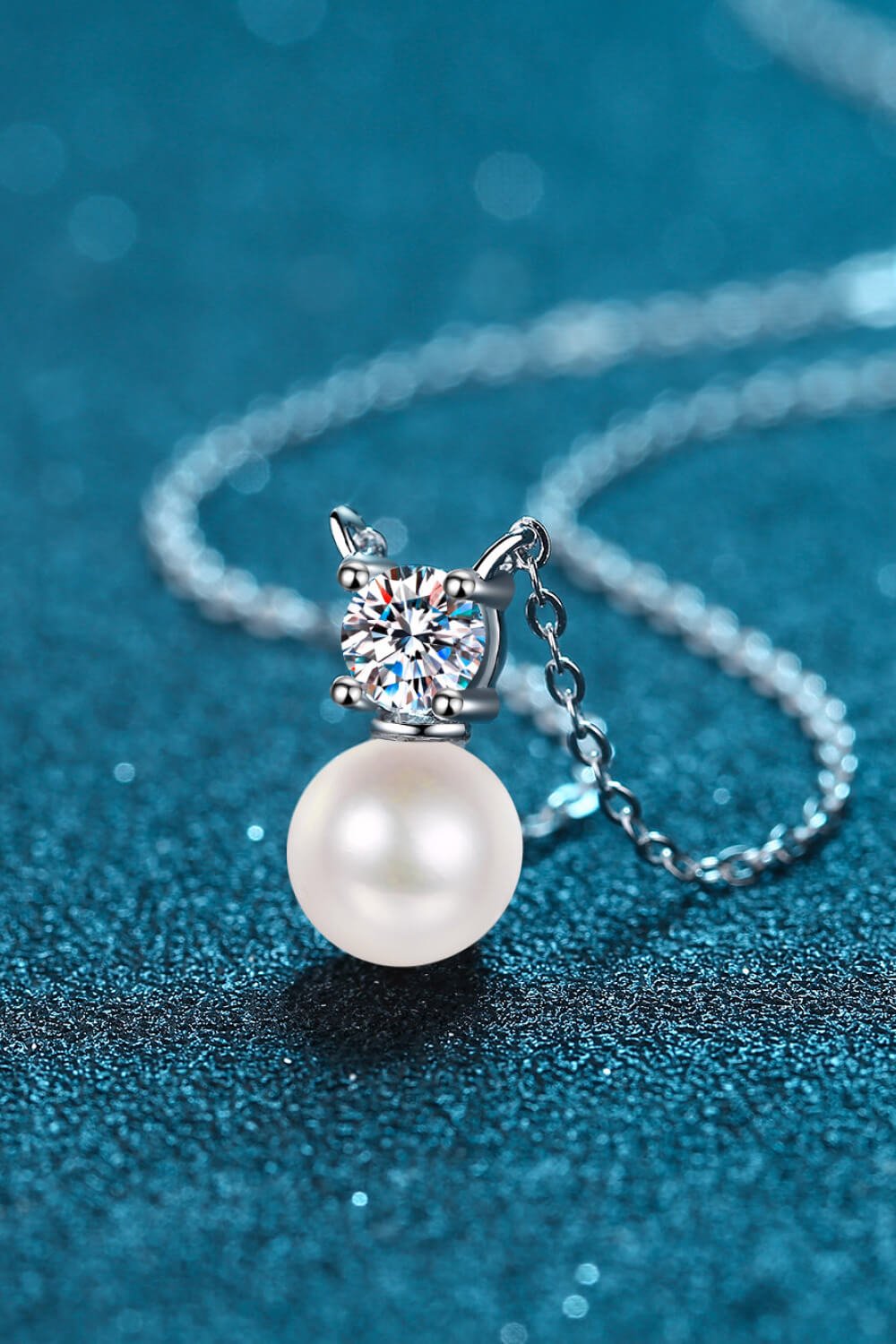 925 Sterling Silver Freshwater Pearl Moissanite Necklace - DunbiBeauty, LLC