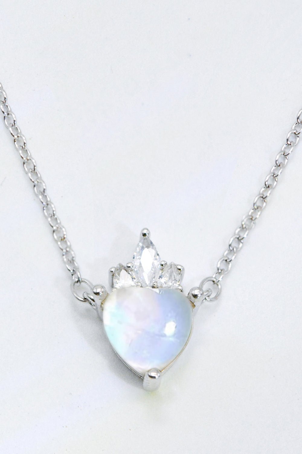 925 Sterling Silver Moonstone Heart Pendant Necklace - DunbiBeauty, LLC