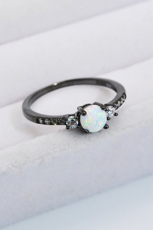 925 Sterling Silver Round Opal Ring - DunbiBeauty, LLC