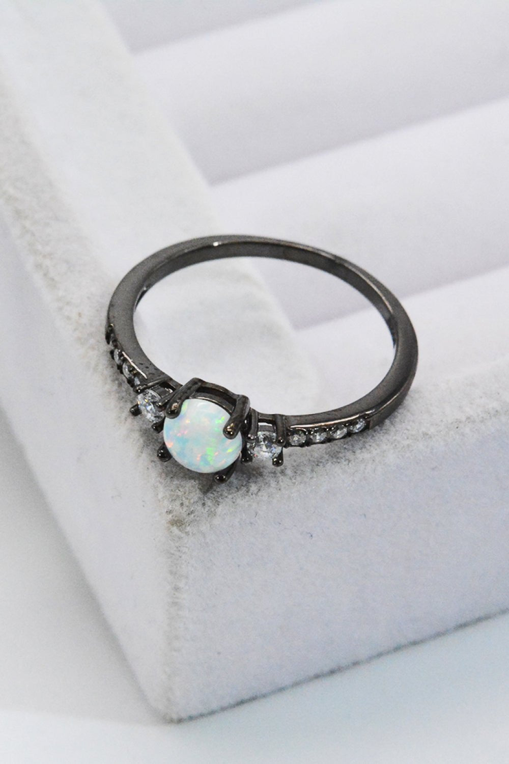 925 Sterling Silver Round Opal Ring - DunbiBeauty, LLC