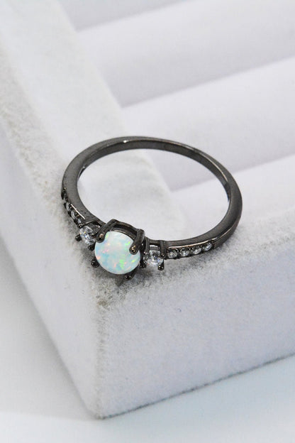 925 Sterling Silver Round Opal Ring - DunbiBeauty, LLC