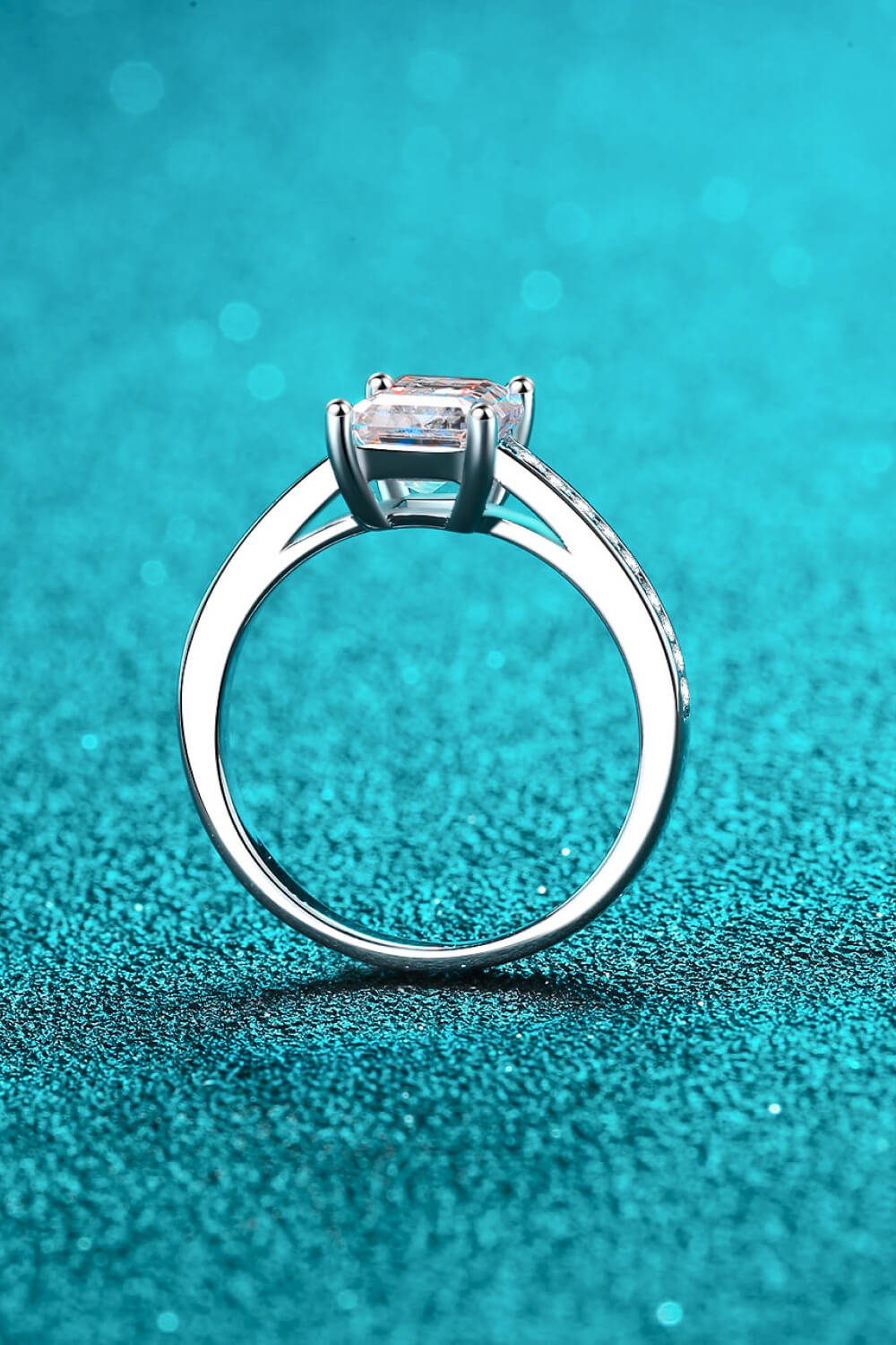 925 Sterling Silver Side Stone Moissanite Ring - DunbiBeauty, LLC