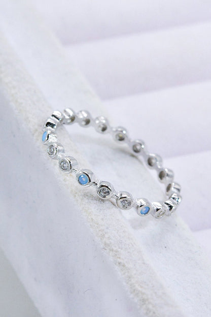 925 Sterling Silver Zircon and Natural Moonstone Ring - DunbiBeauty, LLC