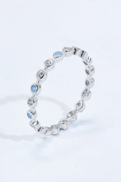 925 Sterling Silver Zircon and Natural Moonstone Ring - DunbiBeauty, LLC