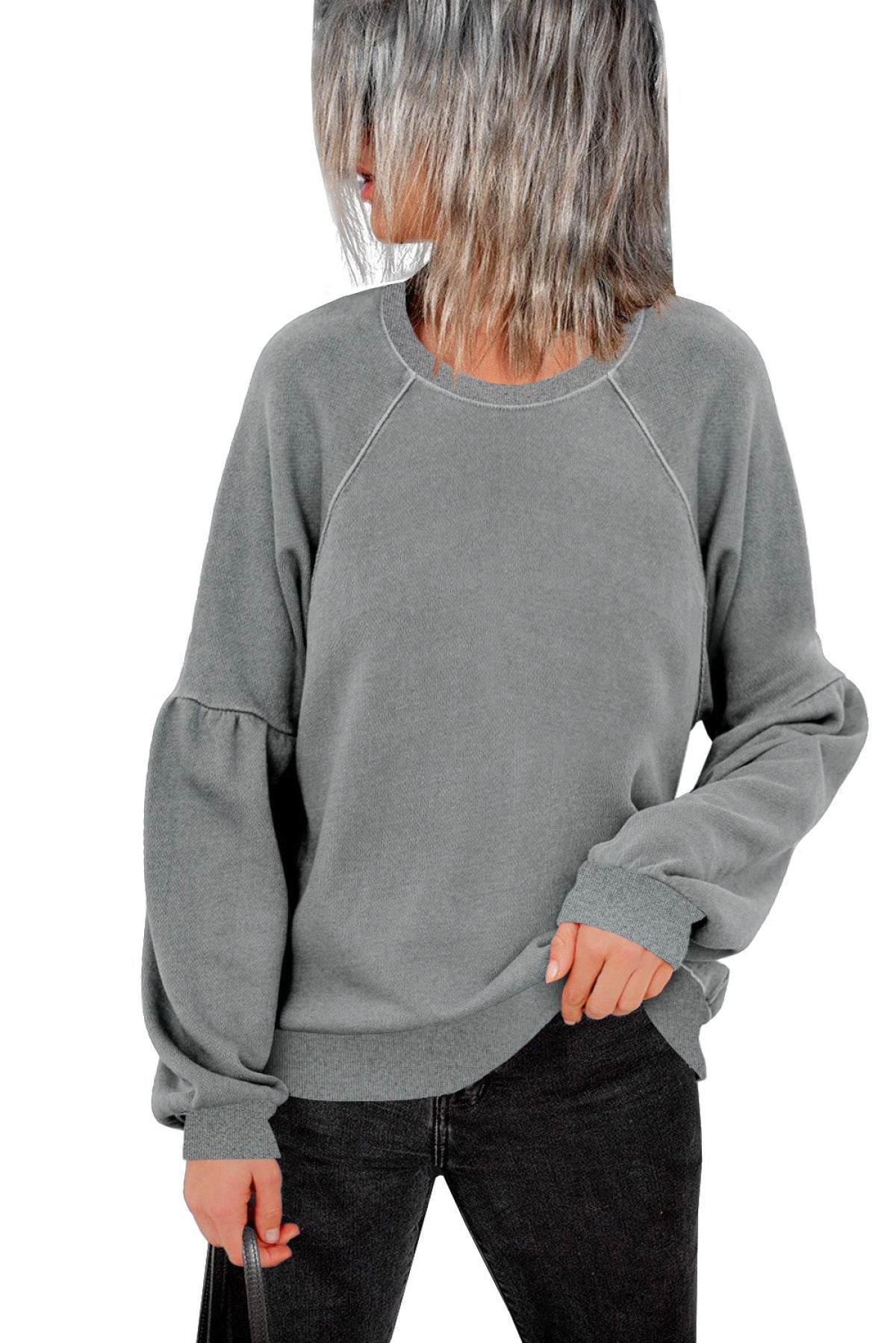 Raglan Patchwork Sleeve Pullover Sweatshirt Kiwidrop