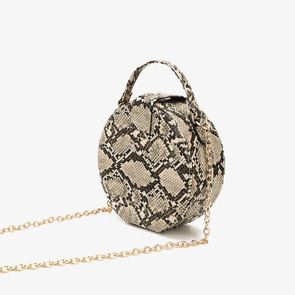 Women's Snake Print Round Crossbody Bag nihaodropshipping