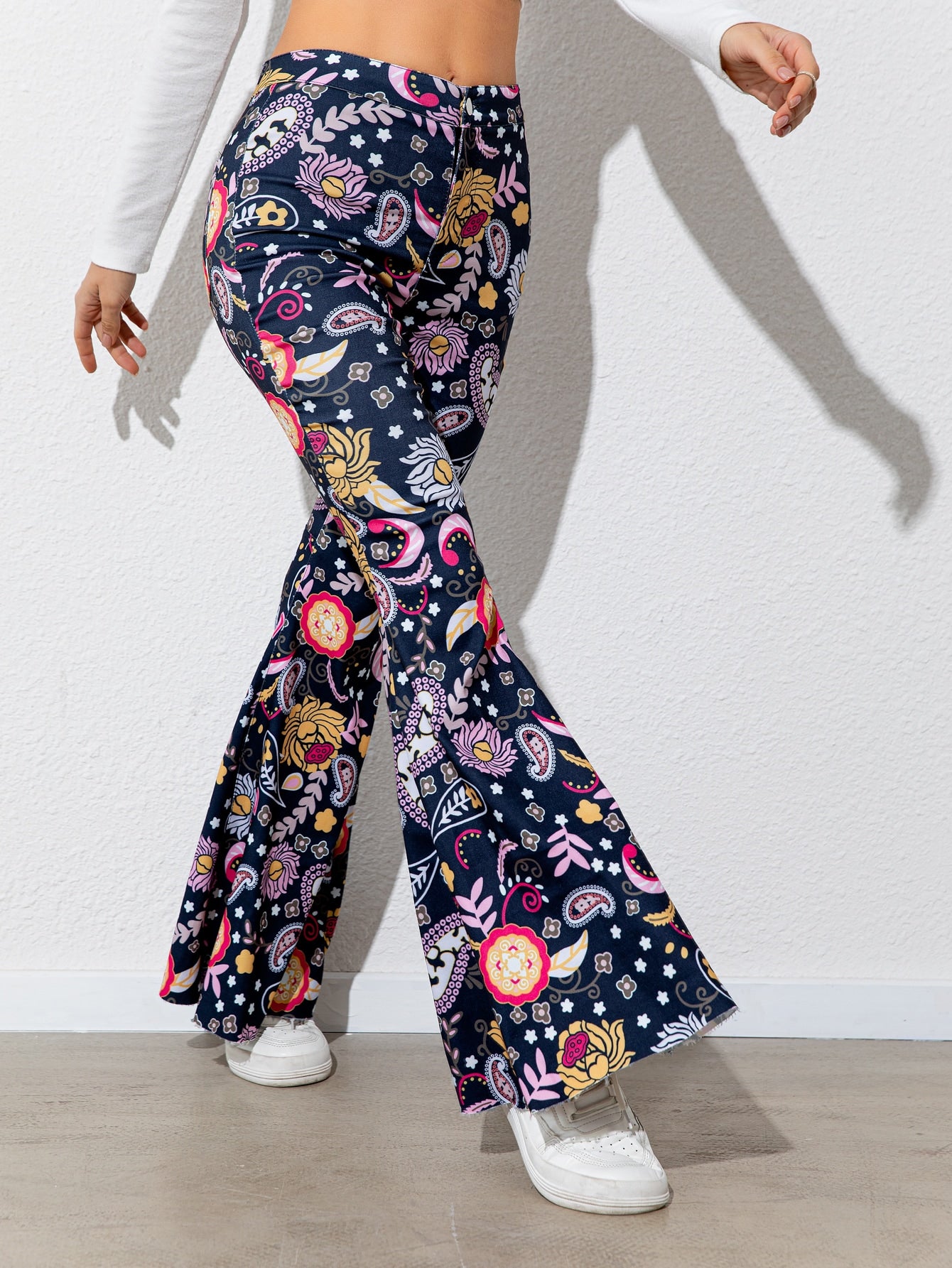 Floral High Waist Flare Leg Pants