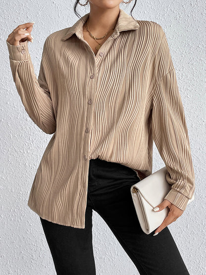 Collared Neck Dropped Shoulder Shirt