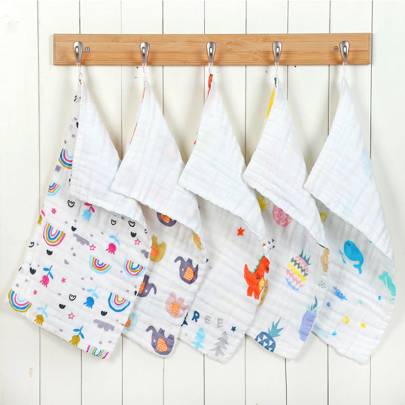 Muslin Cotton Baby 6 Layer Towel Handkerchief Colorful Kid Wipe Cloth born Baby Face Towel Bibs Feeding Bath Towelf for Kids Larnt