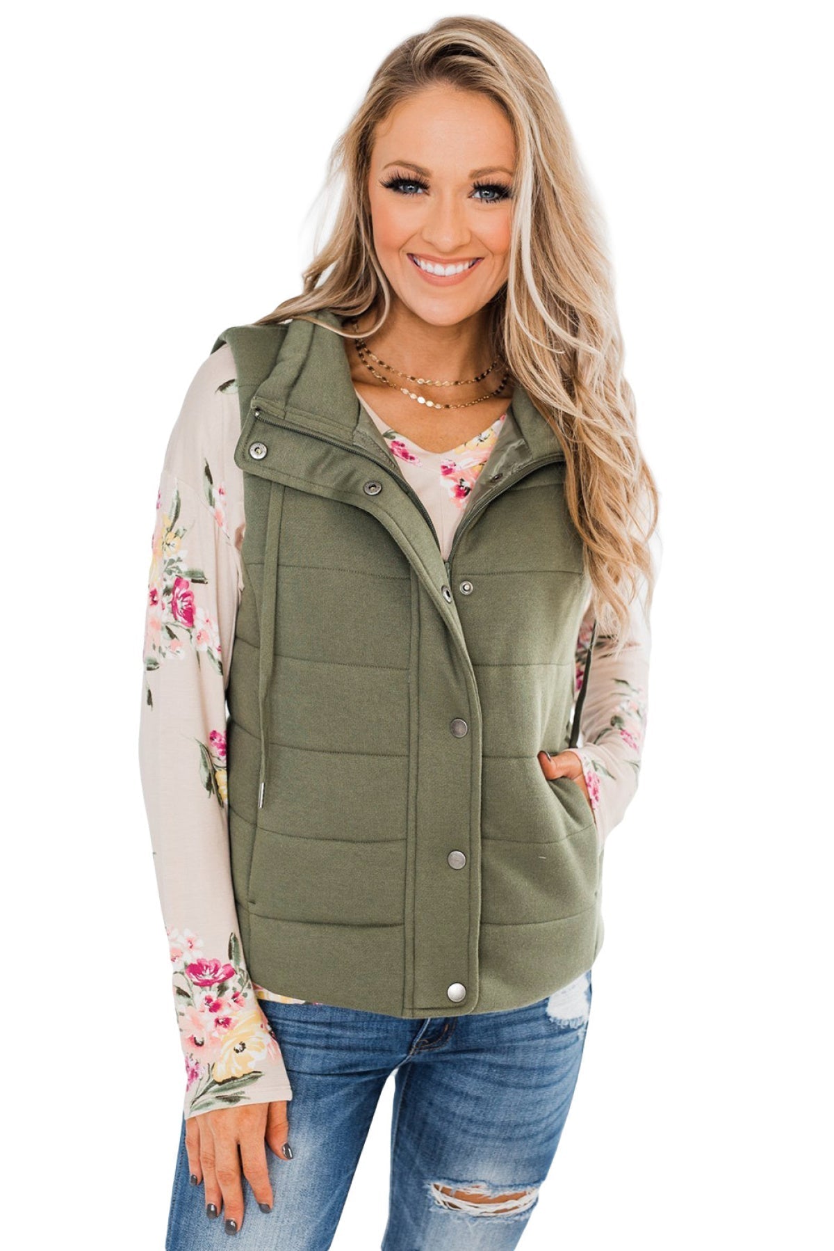 Quilted Mock Neck Vest Kiwidrop