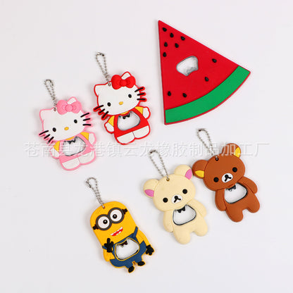 Random Cartoon Pvc Keychain Bottle Opener Pvc Soft Glue Bottle Opener Mini Cartoon Bottle Opener SupDropshipping