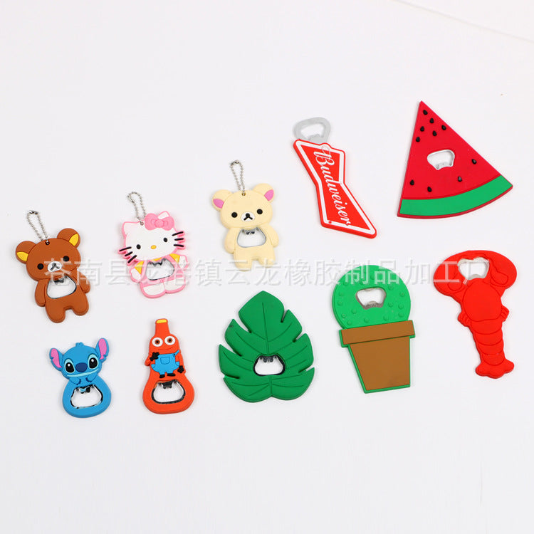 Random Cartoon Pvc Keychain Bottle Opener Pvc Soft Glue Bottle Opener Mini Cartoon Bottle Opener SupDropshipping