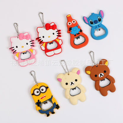 Random Cartoon Pvc Keychain Bottle Opener Pvc Soft Glue Bottle Opener Mini Cartoon Bottle Opener SupDropshipping