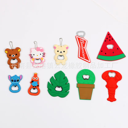 Random Cartoon Pvc Keychain Bottle Opener Pvc Soft Glue Bottle Opener Mini Cartoon Bottle Opener SupDropshipping